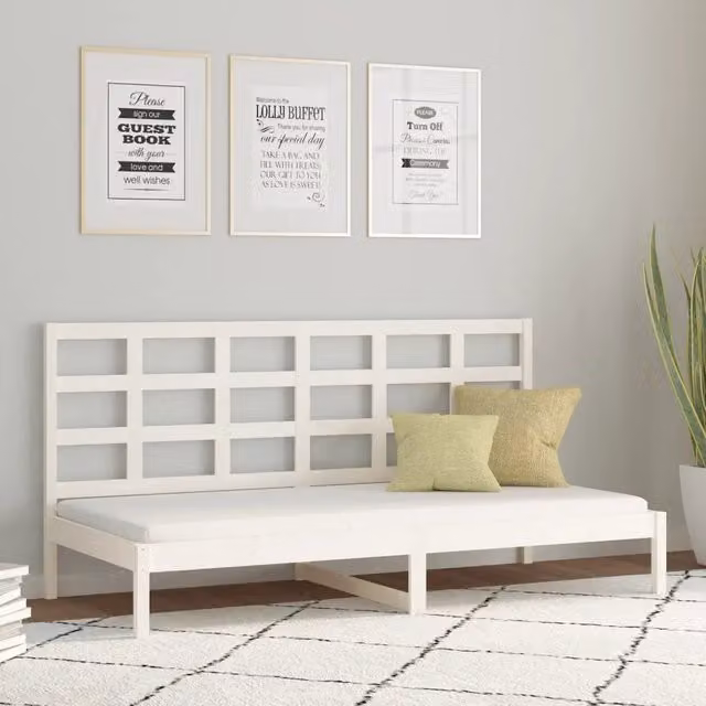 Dormeuse senza materasso VIDAXL in legno massello di pino bianca L 200 x P 80 x H 31 cm