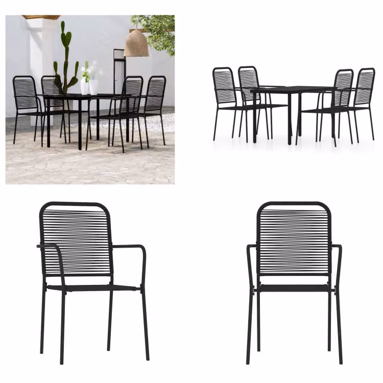 vidaXL Set da pranzo da giardino 5 pezzi nero - Set da pranzo da giardino - Set da pranzo da esterno - Set da pranzo da patio