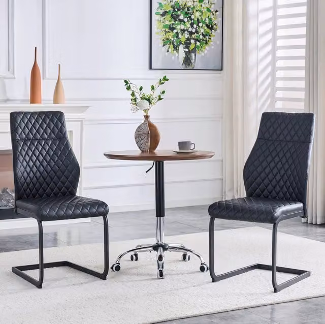 Set di 2 sedie da pranzo MODFU in ecopelle nera e metallo nero con schienale alto 100 cm