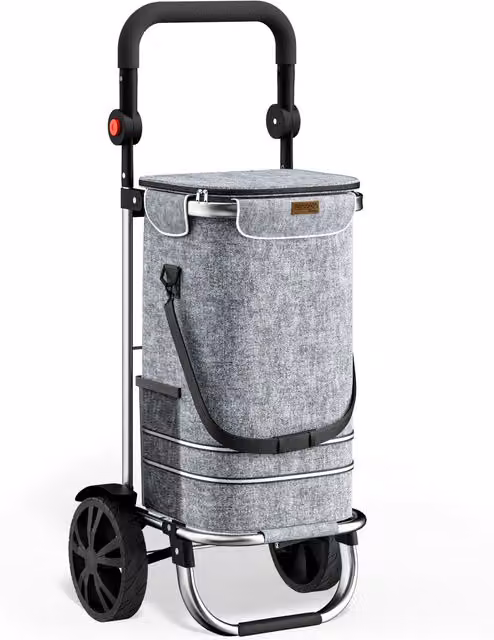 Trolley portaspesa Monzana in tessuto grigio con capacità 56L, L: 31 cm, P: 24 cm, H: 54 cm – 1