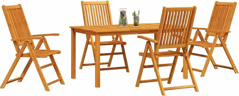 Set da Pranzo per Giardino Pieghevole 5 pcs Marrone