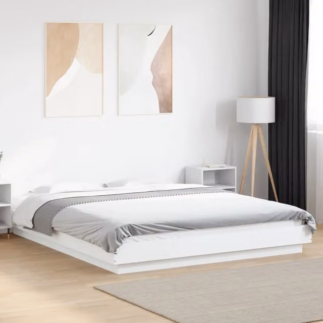 Letto con giroletto bianco vidaXL in legno multistrato L/P/H: 200 x 160 x 32 cm