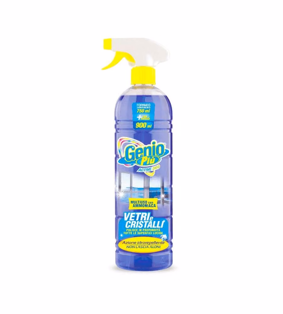 Genio Vetri Detergente Multiuso Spray 900 ml per Vetrate e Superfici Lucide