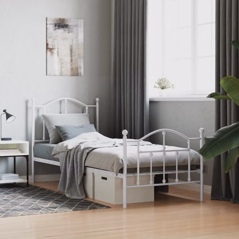 vidaXL Giroletto con Testiera e Pediera in Metallo Bianco 80x200 cm