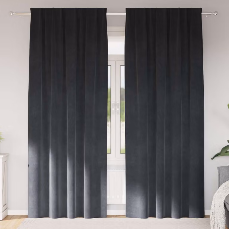 Set di 2 tende oscuranti vidaXL in velluto grigio, L: 140 cm, H: 245 cm