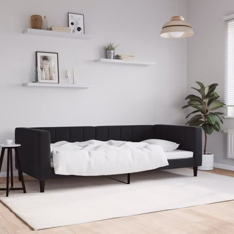 Letto da giorno moderno vidaXL in velluto nero L/P/H: 90 x 190 x 68 cm