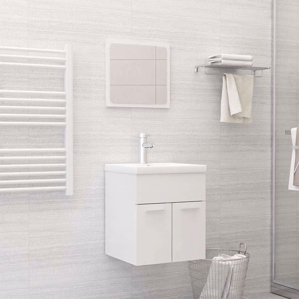 Mobile lavabo moderno vidaXL bianco lucido con vanità sospesa