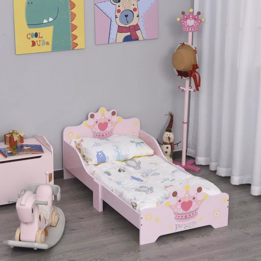 EasyComfort Letto per Bambini con Bordi Rialzati e Gambe in Legno, Rosa, L: 143 cm, P: 73 cm, H: 60 cm – 2