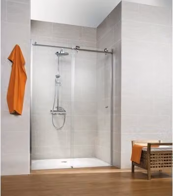 Porta doccia SCHULTE per nicchia, con porta scorrevole, serie MasterClass ExpressPlus, 140 x 200 cm, profilo cromato, vetro trasparente, resistente allo sporco