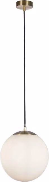 Lampada a sospensione Atomo 2 SEARCHLIGHT in vetro bianco e ottone con luce E27, diametro: 33 cm
