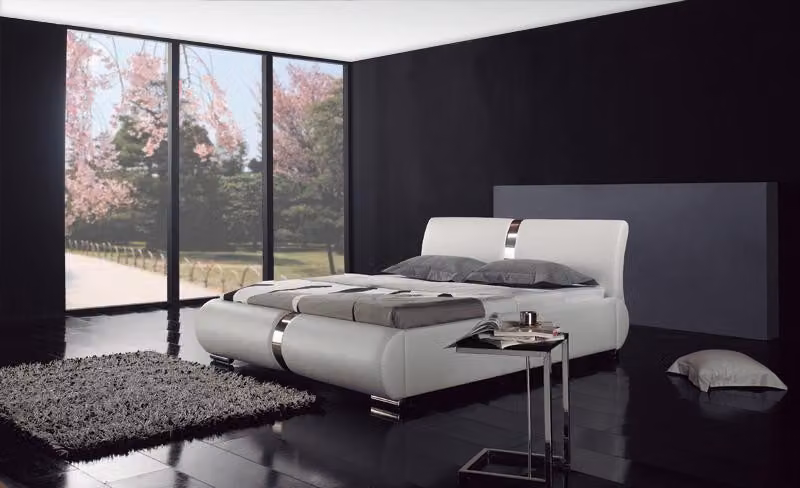 Designer Bett Betten Ehebett Doppelbett Polsterbett Schlafzimmer Lederbett
