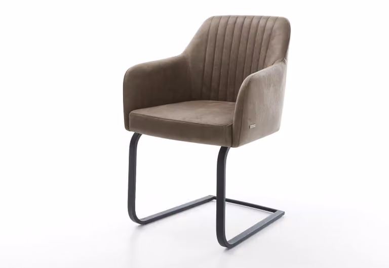 DELIFE Sedia a dondolo Greg-Flex, rivestita in microfibra color tortora, stile vintage. Sedia a dondolo bassa, colore nero, con molle insacchettate