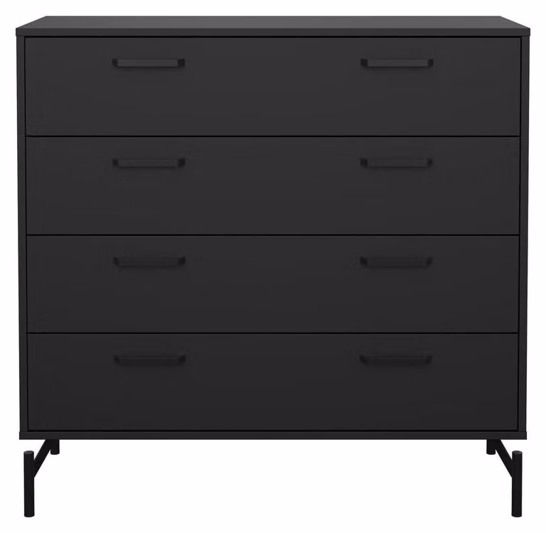 Calicosy - Comò 4 cassetti nero opaco con base in metallo H95,8 cm - BORA