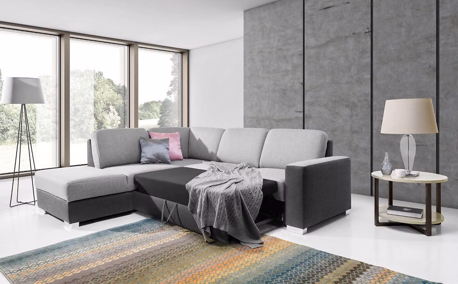 Wohnzimmer Funktions Couch Schlafsofa Sofa Polster Ecksofa Textl Sitz Garnitur