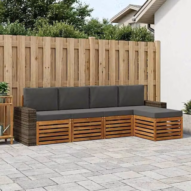 Set di divani da esterno 5 pz Naturale e Antracite 3384248
