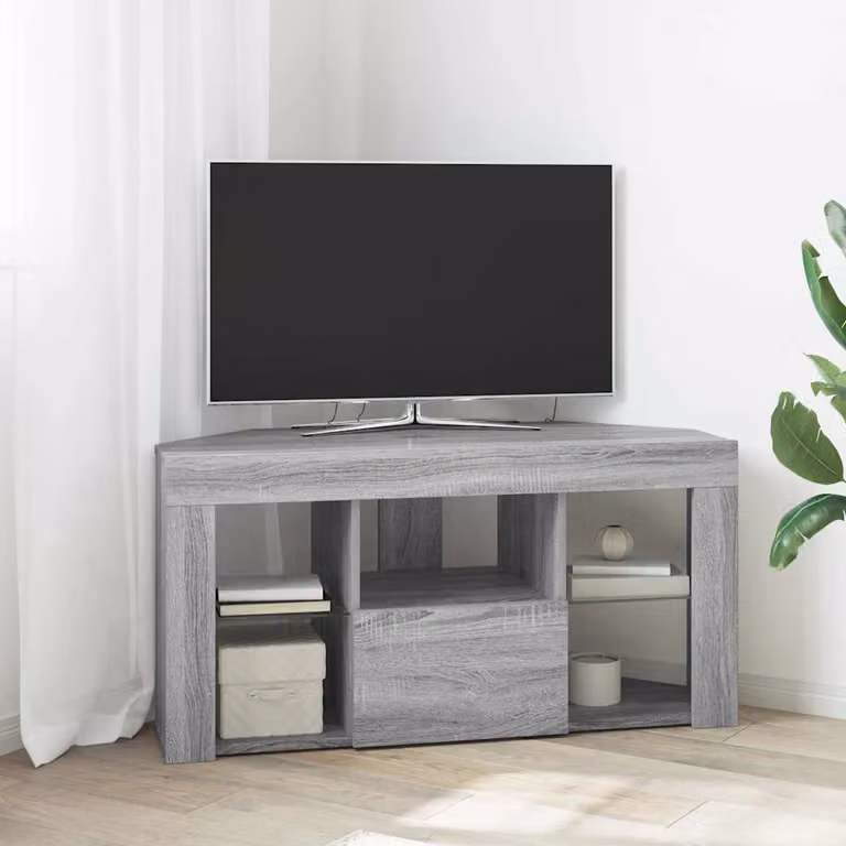 Mobile TV LED Angolare vidaXL Grigio con Illuminazione Integrata L/P/H: 100 x 40 x 50 cm
