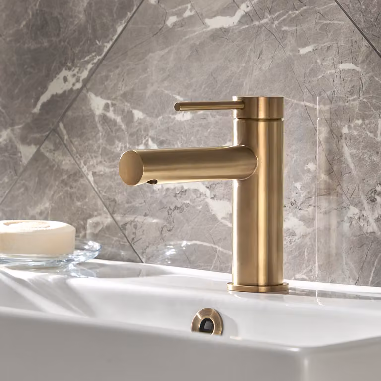 Rubinetto Monoforo Lavabo Oro Satinato - Otto