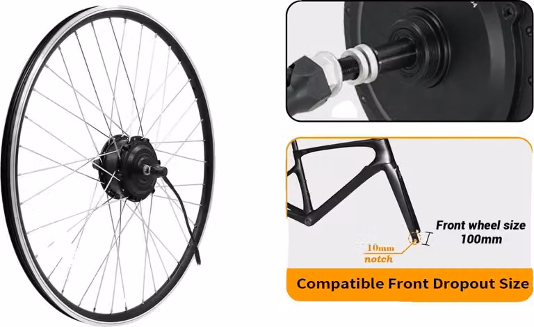 Kit di conversione per biciclette elettriche, con diverse modalità di guida, completo di kit di installazione, motore anteriore da 36V 250W, compatibile con ruote da 700c