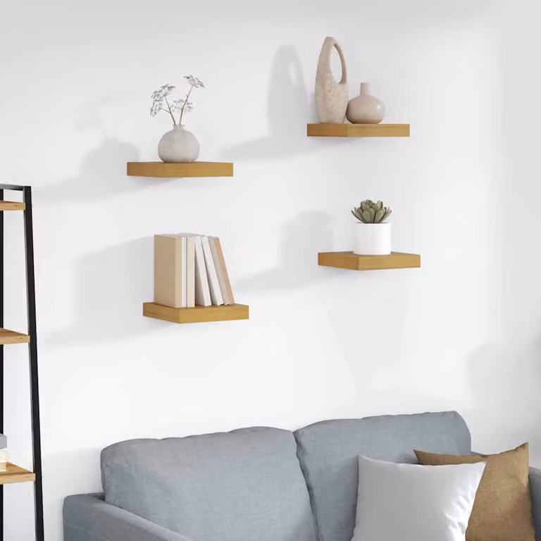 Set di 4 Scaffali da Parete Moderni vidaXL in MDF, Beige, L: 23 cm, P: 23,5 cm, H: 3,8 cm
