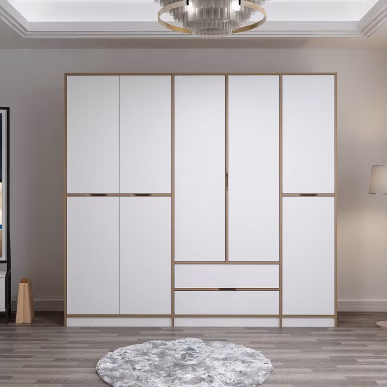Skye Decor, Elina - 8167, armadio, bianco, 100% pannelli di truciolato rivestiti in melamina, dimensioni: 232 x 52 x 208 cm