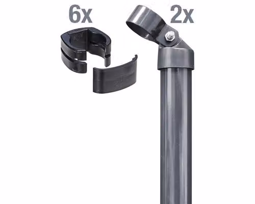 Alberts 602291 Set di angoli per rete elettrosaldata Fix-Clip Pro® , zinco-fosfato antracite metallizzato, per la posa nel calcestruzzo, altezza della recinzione 1020 mm