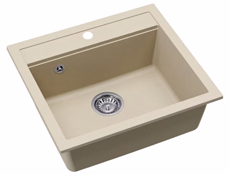 Lavello da cucina SAT, modello lavello, 56,5x51 cm, in granito, colore crema