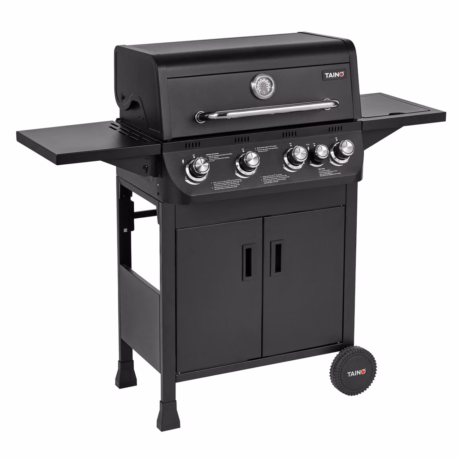 TAINO BRANDO 4+1 Barbecue a gas 4 fuochi Fornello laterale Carrello barbecue Barbecue a gas