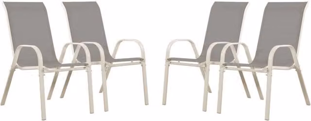Set di 4 sedie da giardino Cordoba Habitat in textilene grigio con braccioli impilabili e struttura in acciaio verniciato a polvere
