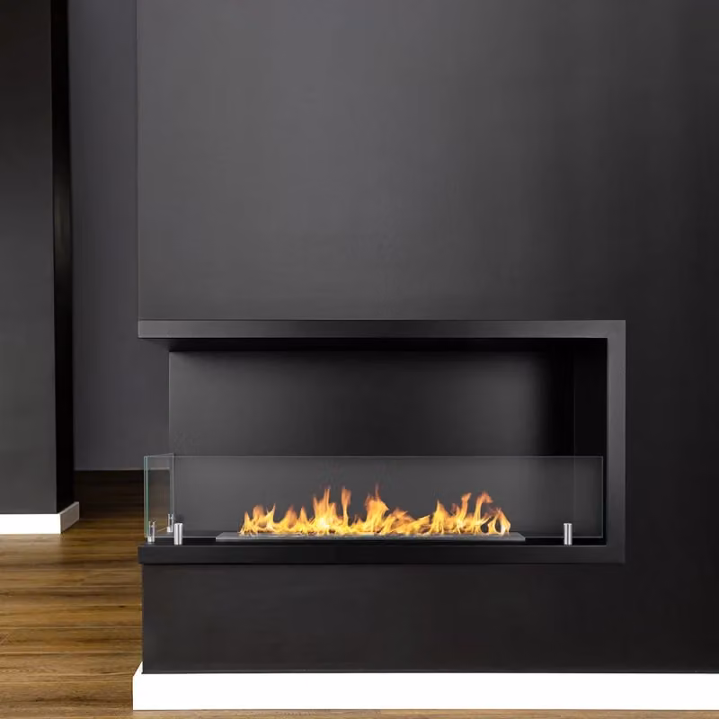 Camino a Bioetanolo Angolare Divina Fire Sutri Nero da Incasso Sinistro L/P/H: 90 x 22,4 x 45 cm – 2