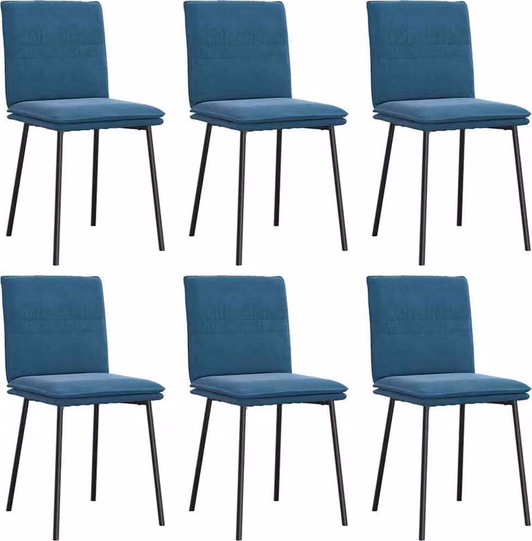 Sedie da Pranzo 6 pz Blu in Velluto
