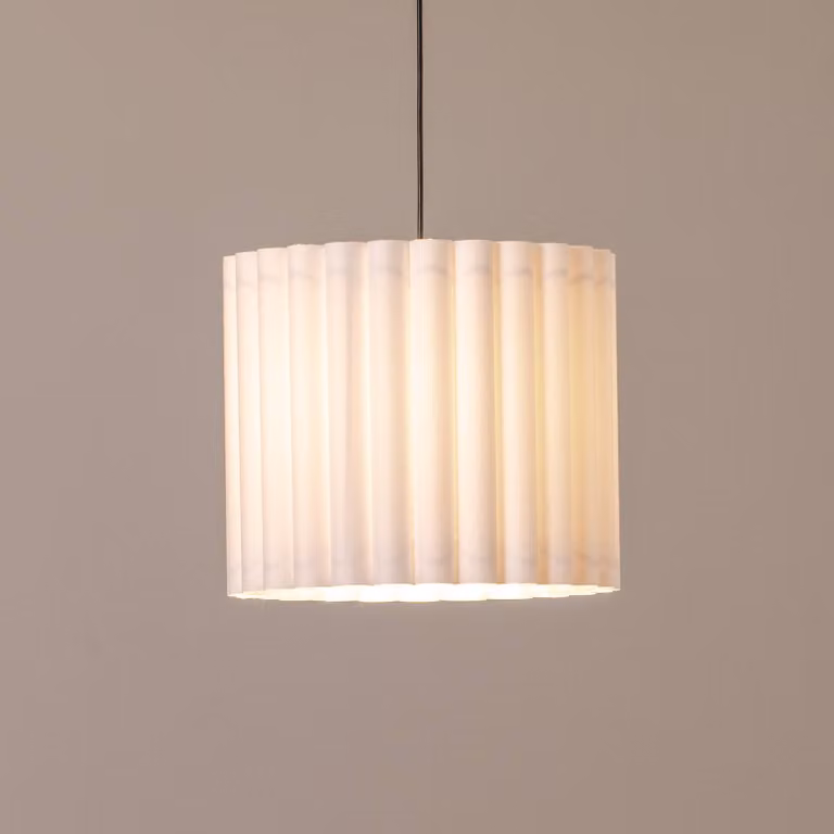 Lampada a sospensione Aria Duolla, dimmerabile, Bianco / Opale, Soggiorno / Sala da pranzo, Tessuto / Stoffa / Seta, Lampada a sospensione