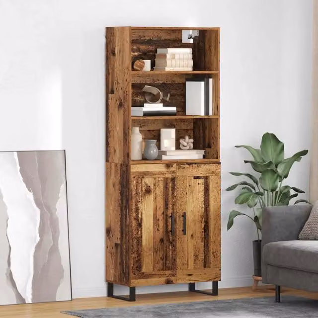 Credenza-Buffet-Armadio da cucina Legno vecchio 69,5 x 34 x 180 cm Legno multistrato 716666