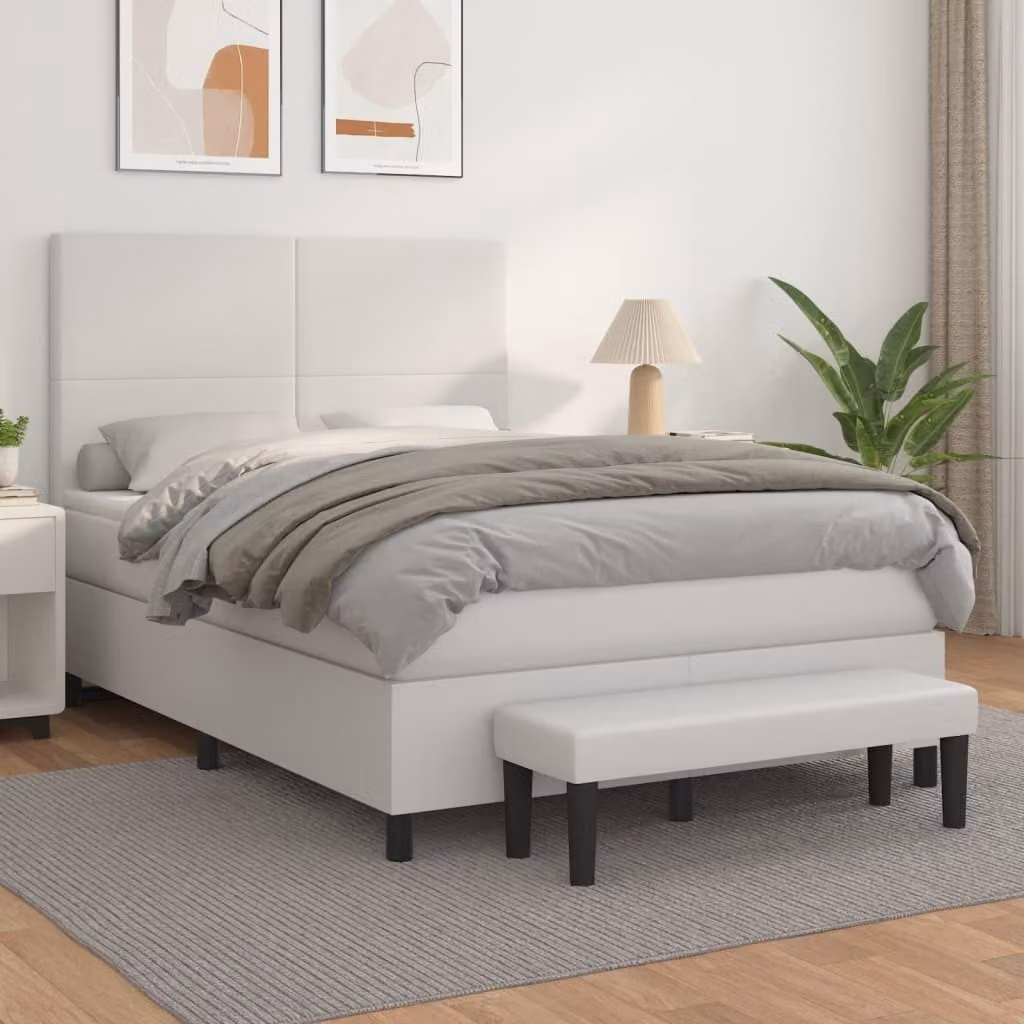 Maison Exclusive - Letto boxspring con materasso bianco 140x190 cm in ecopelle