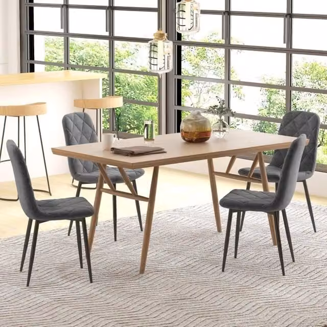 Set da 4 sedie da pranzo REDOM in velluto grigio con struttura in metallo L/P/H: 45 x 54 x 87 cm – 1