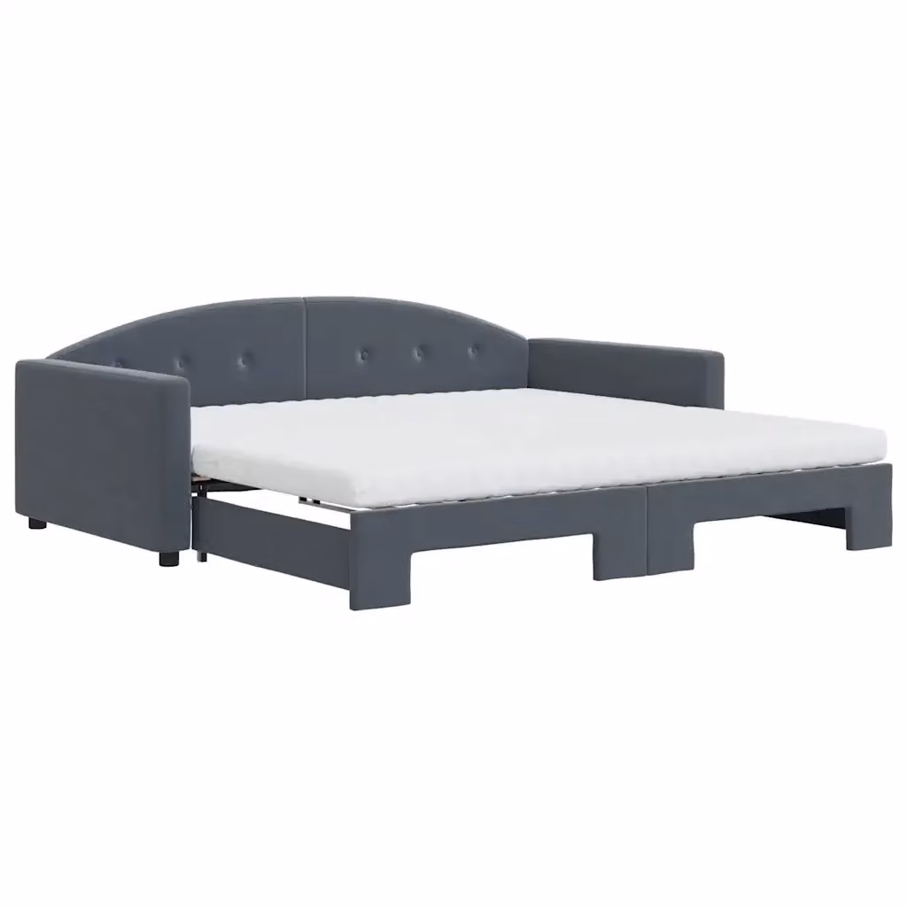 Divano Letto Estraibile vidaXL in Velluto Grigio con Cassetto per Materasso 100 x 200 cm – 2