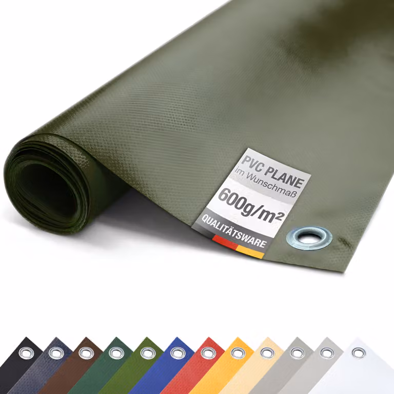 Telone per camion in PVC 600g/m² con occhielli Telone protettivo opaco (verde oliva, 3m x 1m)