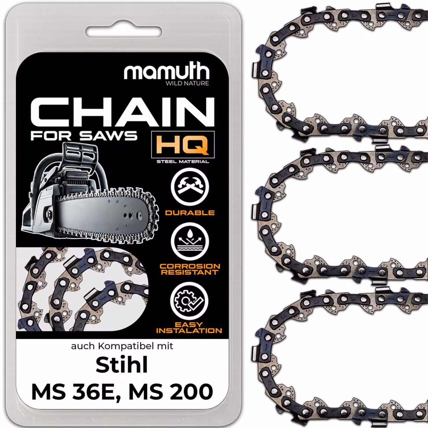 3 catene per motosega, lunghezza 40 cm, passo 1,6 mm, larghezza dell'anello 0,325", modello 67 TG, compatibili con motoseghe Stihl MS 36E e MS 200