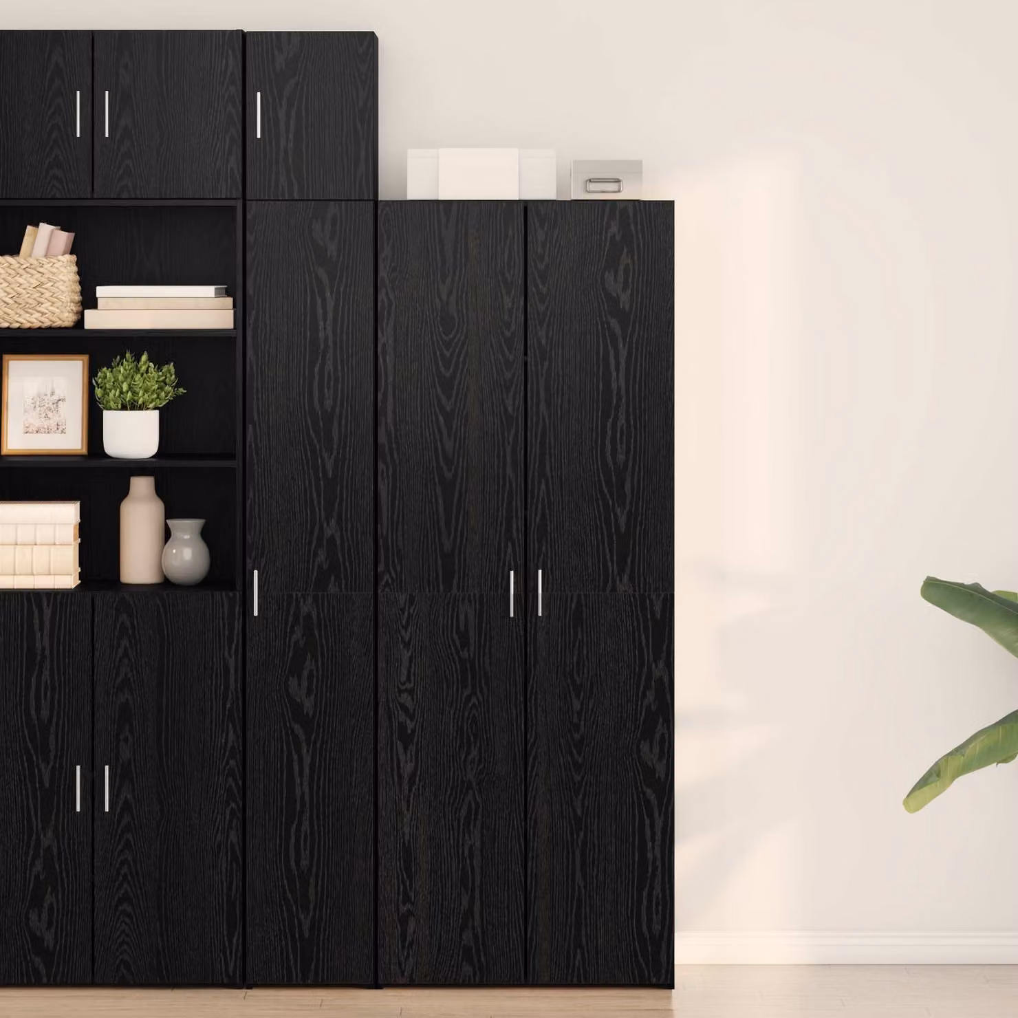 Credenza vidaXL in rovere e nero con finitura rustica, L 70 cm x P 42,5 cm x H 185 cm