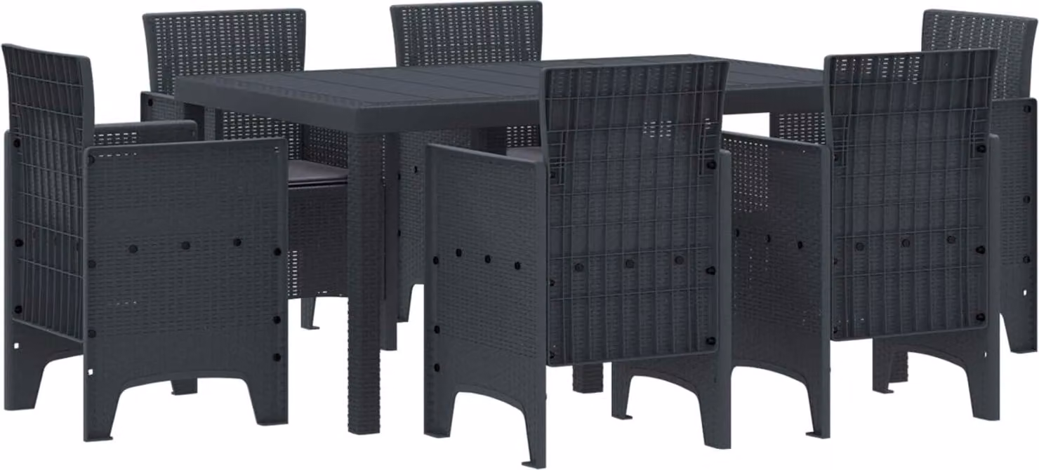 Maison Exclusive - Set da pranzo per esterno, 7 pezzi, rattan sintetico grigio antracite