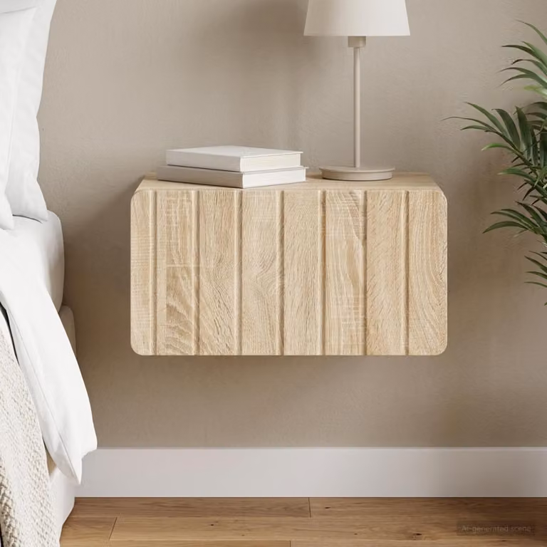 vidaXL Mobiletto da notte sospeso Rovere Sonoma L: 49 cm, P: 34,5 cm, H: 24 cm