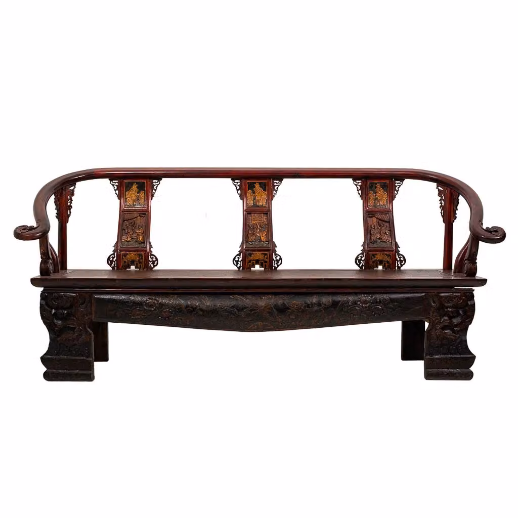 Sgabello WANDERLUST DECO in legno e rattan marrone con dettagli oro e decorazione floreale L/P/H: 64 x 64 x 95 cm – 2