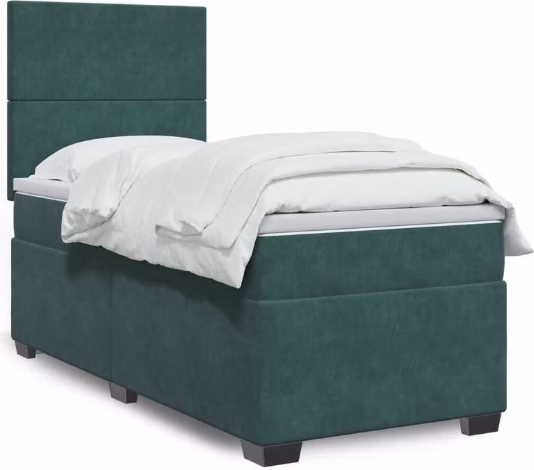 Maison Exclusive - Giroletto a Molle con Materasso Verde Scuro 90x200 cm Velluto