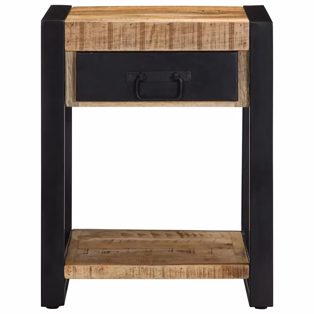 Tavolino laterale quadrato in legno di mango grezzo marrone L/P/H: 40 x 40 x 50 cm – 2