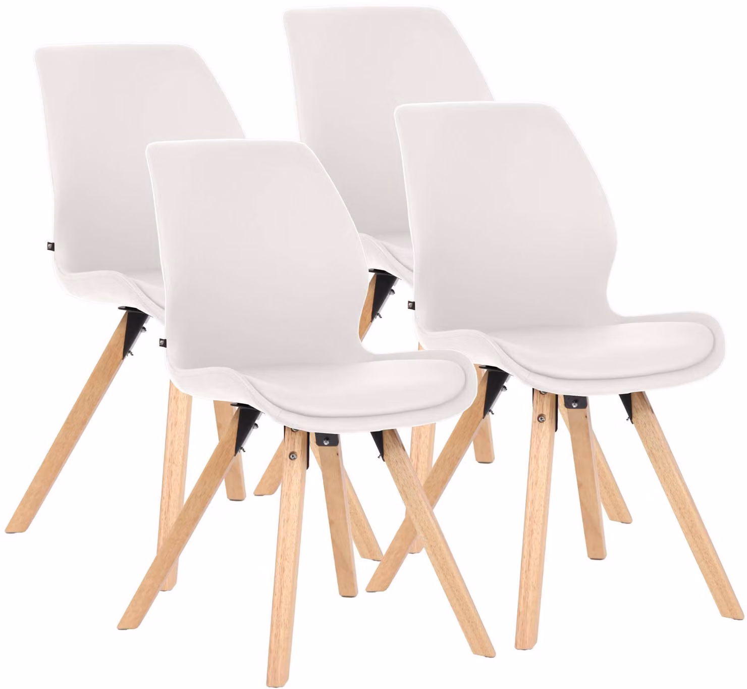 Set di 4 sedie da pranzo imbottite CLP Luna, sedie moderne imbottite con schienale bianco, in ecopelle