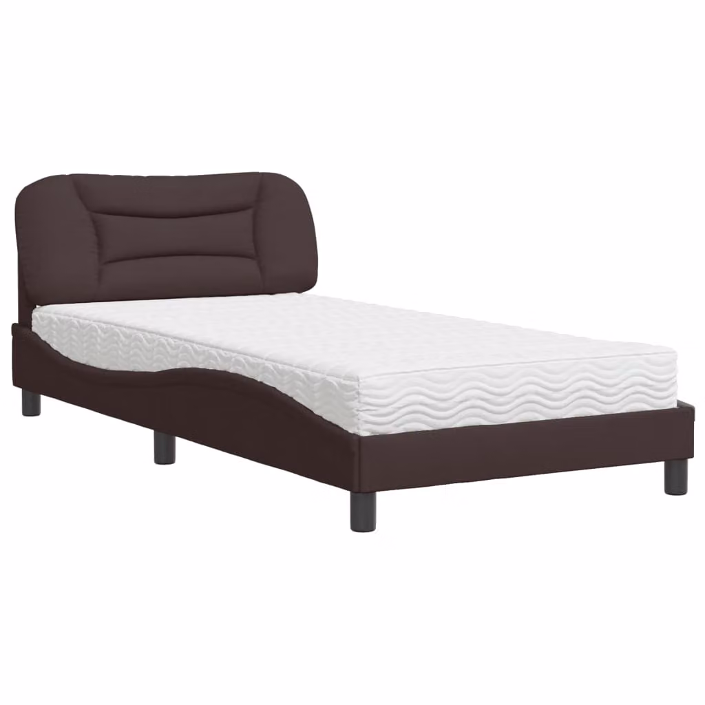 Letto con Materasso Hvar Marrone Scuro 100x200 cm in Tessuto
