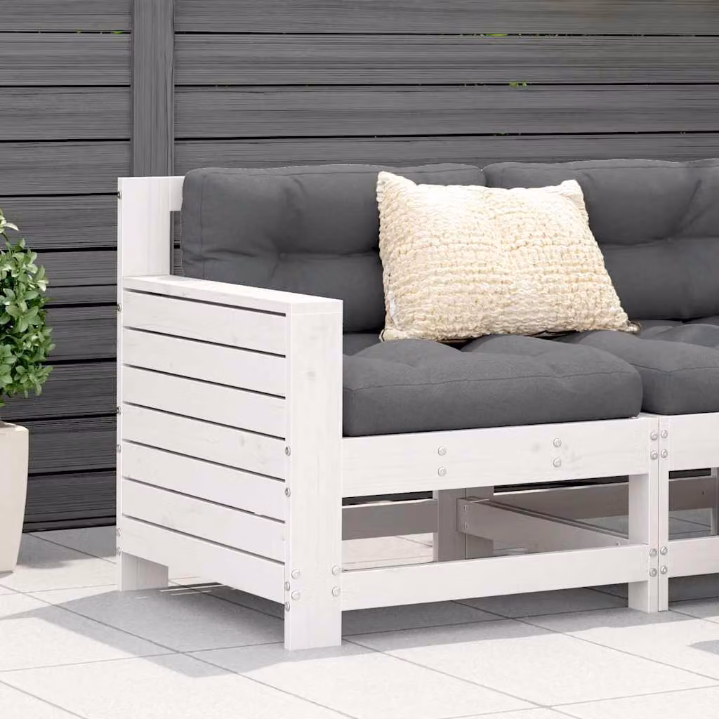 Divano da giardino senza braccioli vidaXL in legno di pino bianco, L: 69 cm, P: 62 cm, H: 70,5 cm
