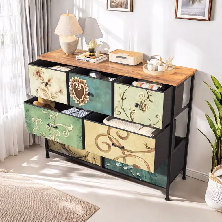 Cassettiera retrò ProximaX con 7 cassetti - Torre portaoggetti verticale come cassettiera in tessuto per camera da letto, corridoio, ingresso, camera dei bambini, organizzatore di armadi e comodini, con robusta struttura in acciaio