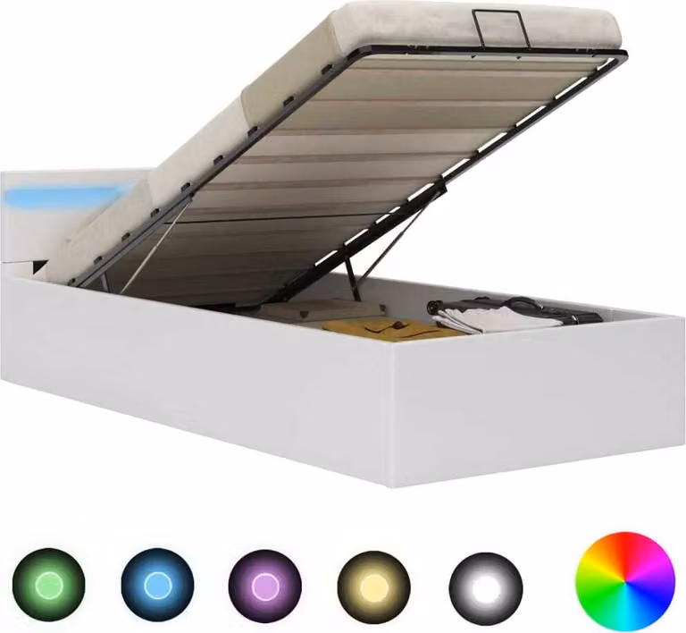 Giroletto Contenitore Idraulico LED Bianco Pelle finta 90x200 cm