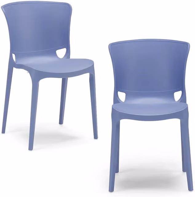 Set di 2 sedie JUMBO Redokasa in polipropilene impilabili e resistenti ai raggi UV, design moderno, colore blu carta da zucchero