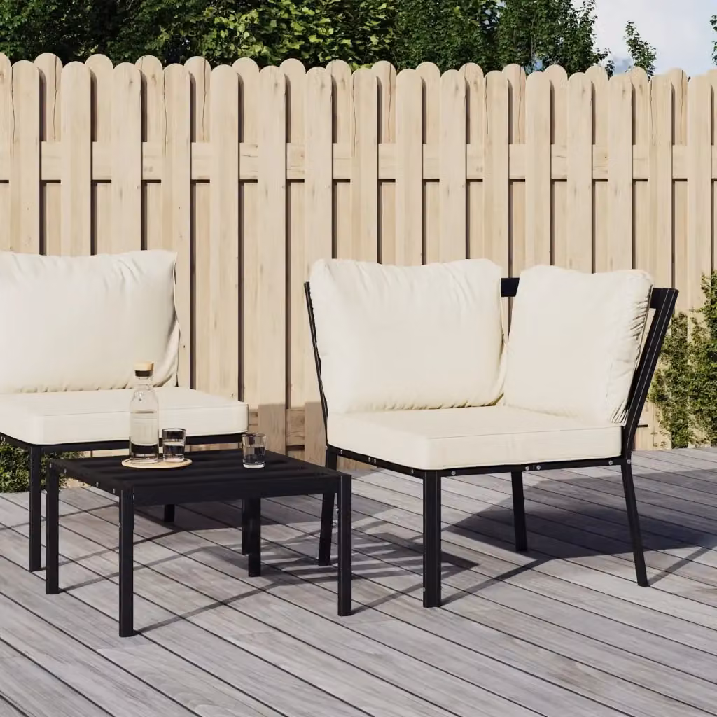 Sedia da giardino moderna in acciaio con cuscini color sabbia e nero CFW1873225 L/P/H: 76 x 76 x 79 cm – 2